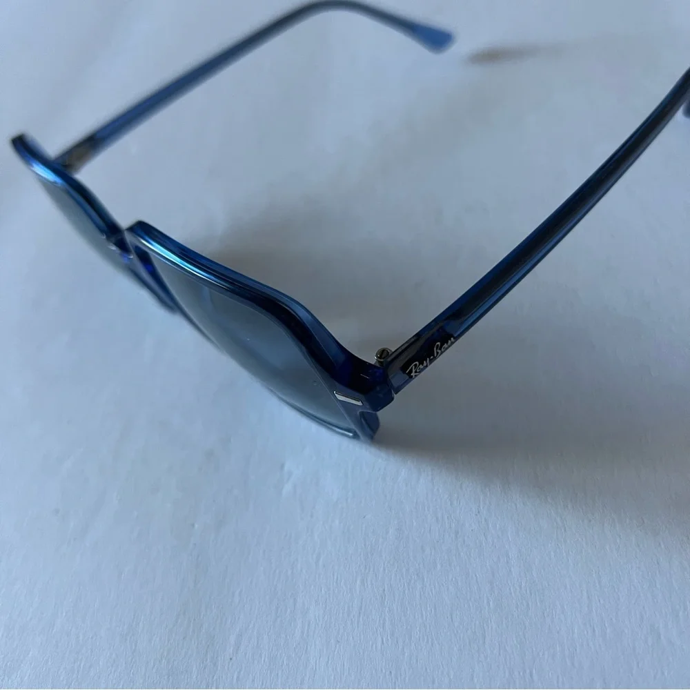 RAY-BAN WOMENS SQUARE II RB  1973 6587 SUNGLASSES TRUE BLUE TRANSPARENT NWOT